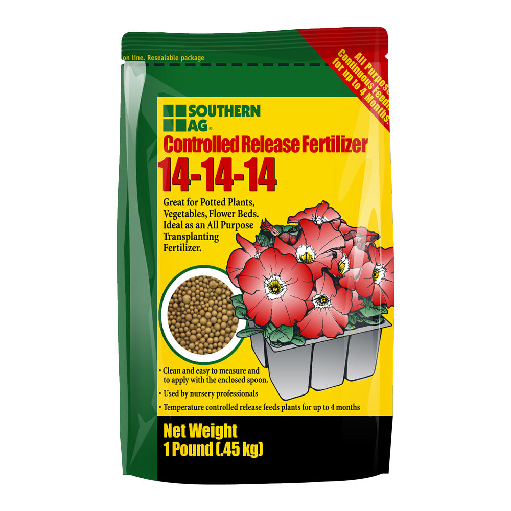 Controlled-Release Fertilizer 14-14-14 – 4-Month Feeding for Potted Fruit Trees & Container Plants 1 lb. Bag