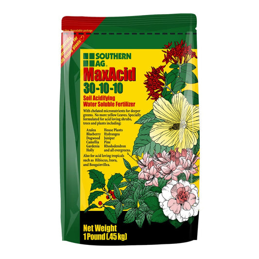 Max Acid 30-10-10 Soluble Fertilizer – For Acid-Loving & Tropical Plants - 1 lb. zipper Everglades Farm 