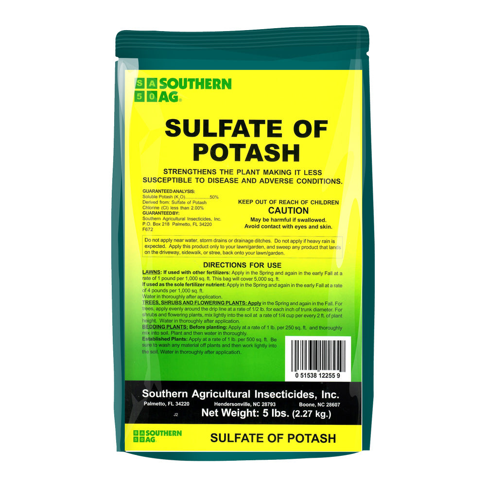 Sulfate Of Potash 0-0-50 – corrects Potassium deficiency in fruit trees - 5 LB Bag.