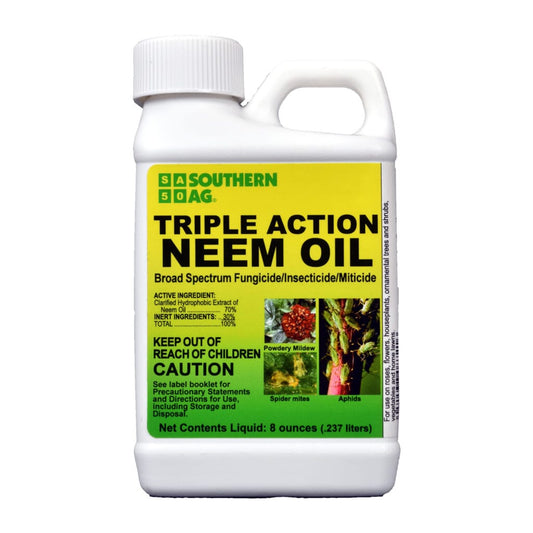Triple Action Neem Oil, Broad Spectrum Fungicide | Insecticide | Miticide - 8 oz. Bottle Everglades Farm 