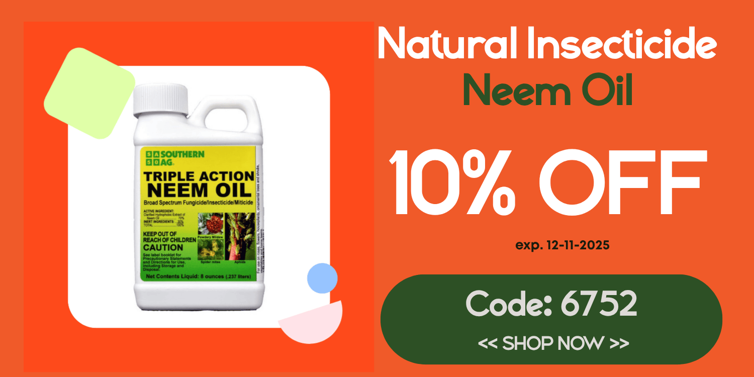 Enjoy 10% on our natural insecticide Neem Oil.