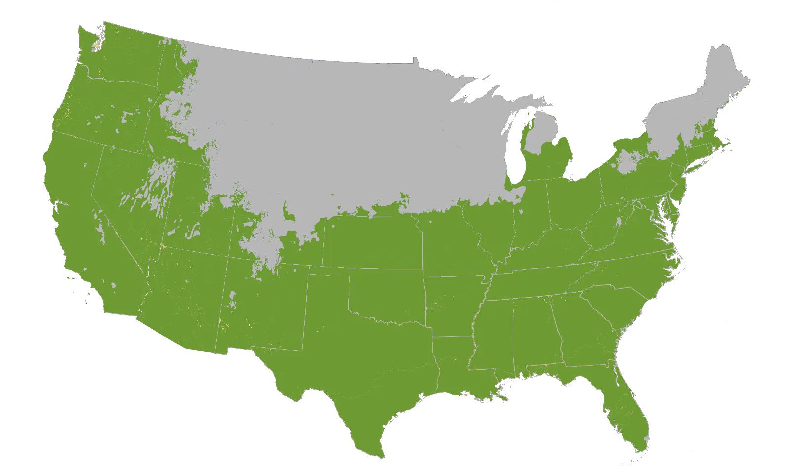 USDA Growing Zone 6-10 map showing suitable planting regions