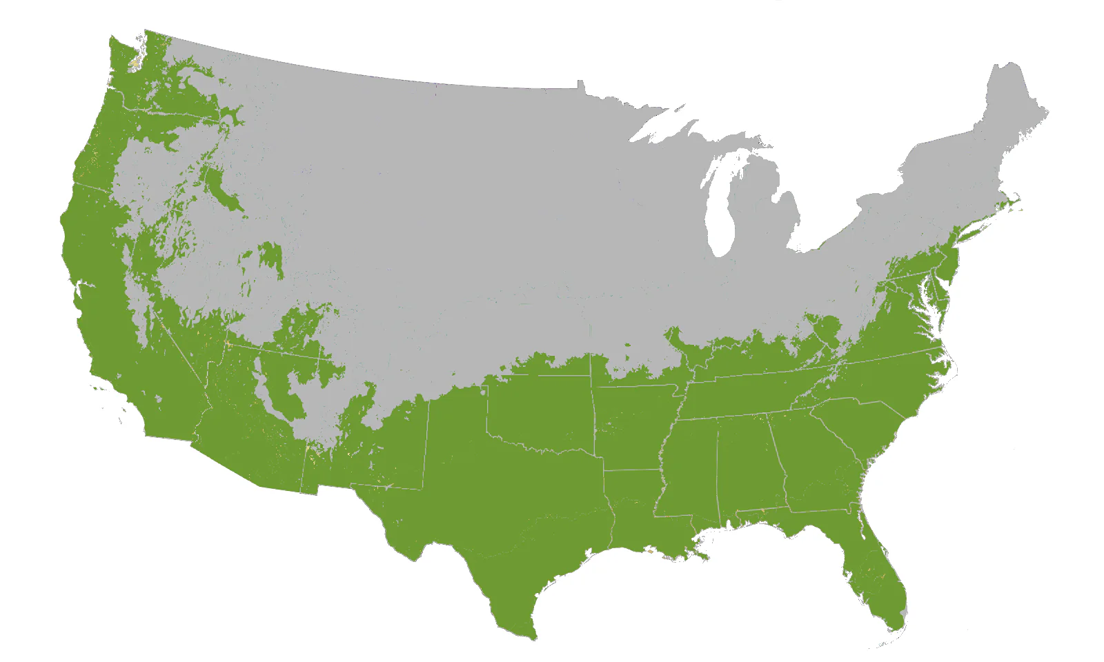 USDA Growing Zone 7-10 map showing suitable planting regions