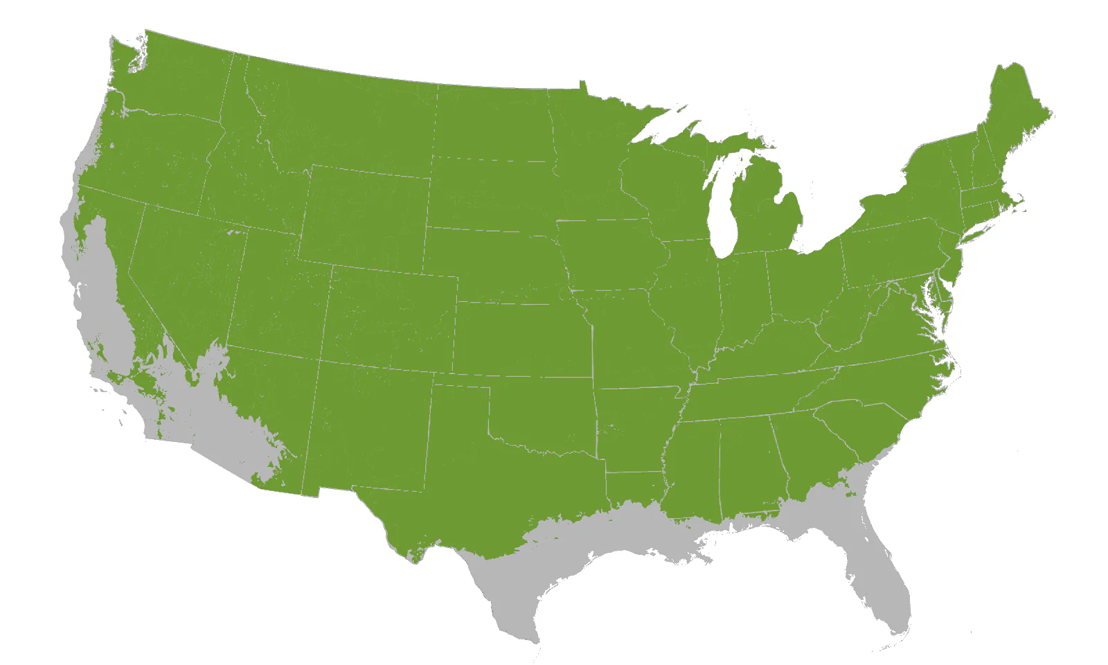 USDA Growing Zone 3-8 map showing suitable planting regions